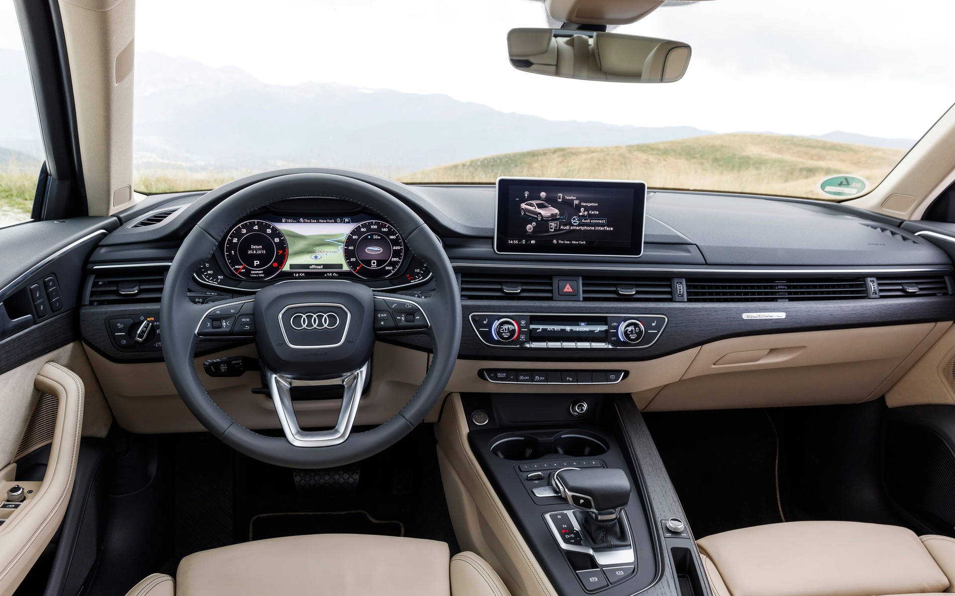 Audi A4 2017 - Notez la nouvelle forme du volant et l'écran central fixe