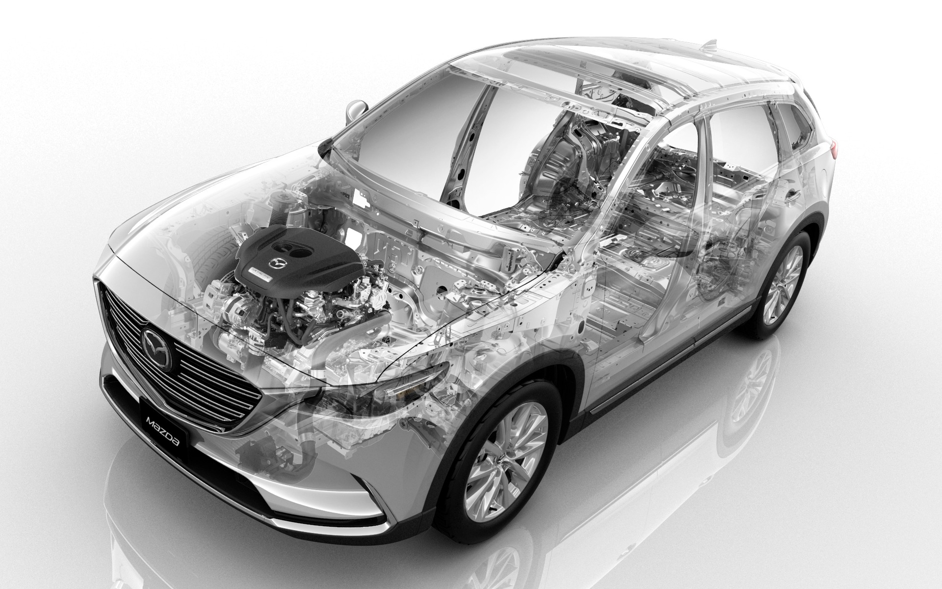 Mazda CX-9 2016 - Structure et éléments mécaniques exposés.