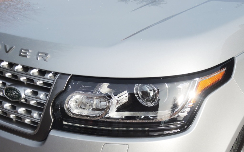 The Range Rover's headlights have a unique design.