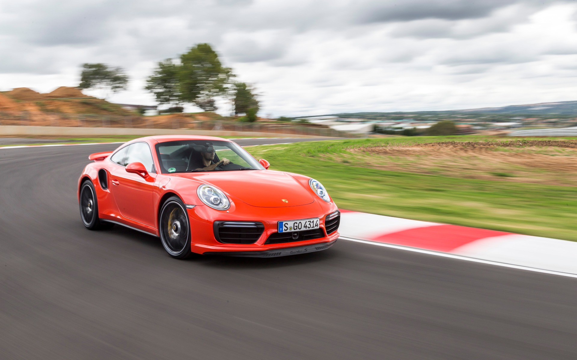 The 2017 Porsche 911 Turbo S on a track in South Africa