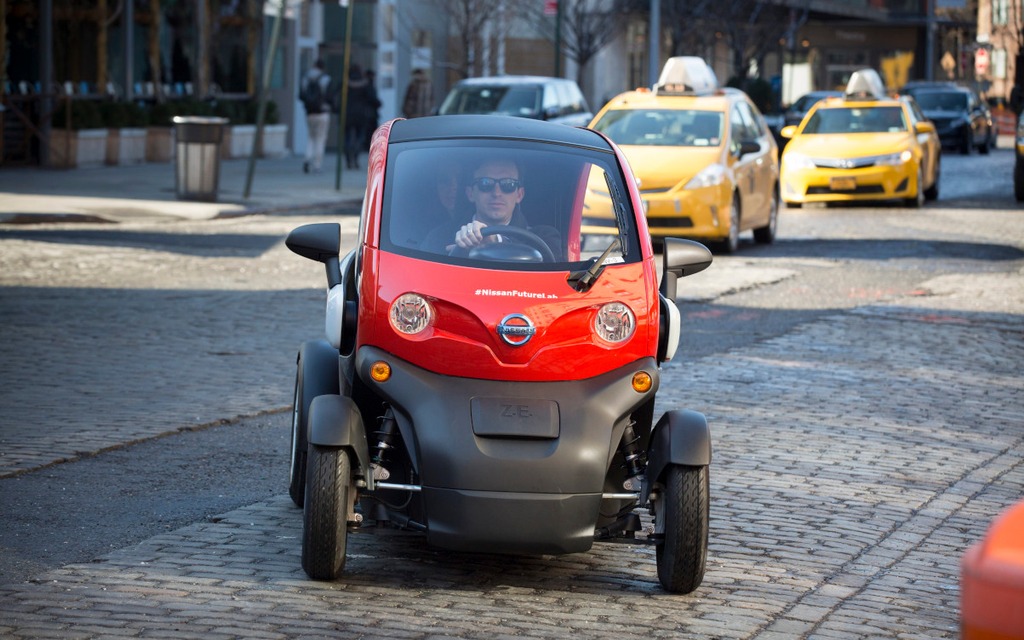 The microcar's range is about 60 km.