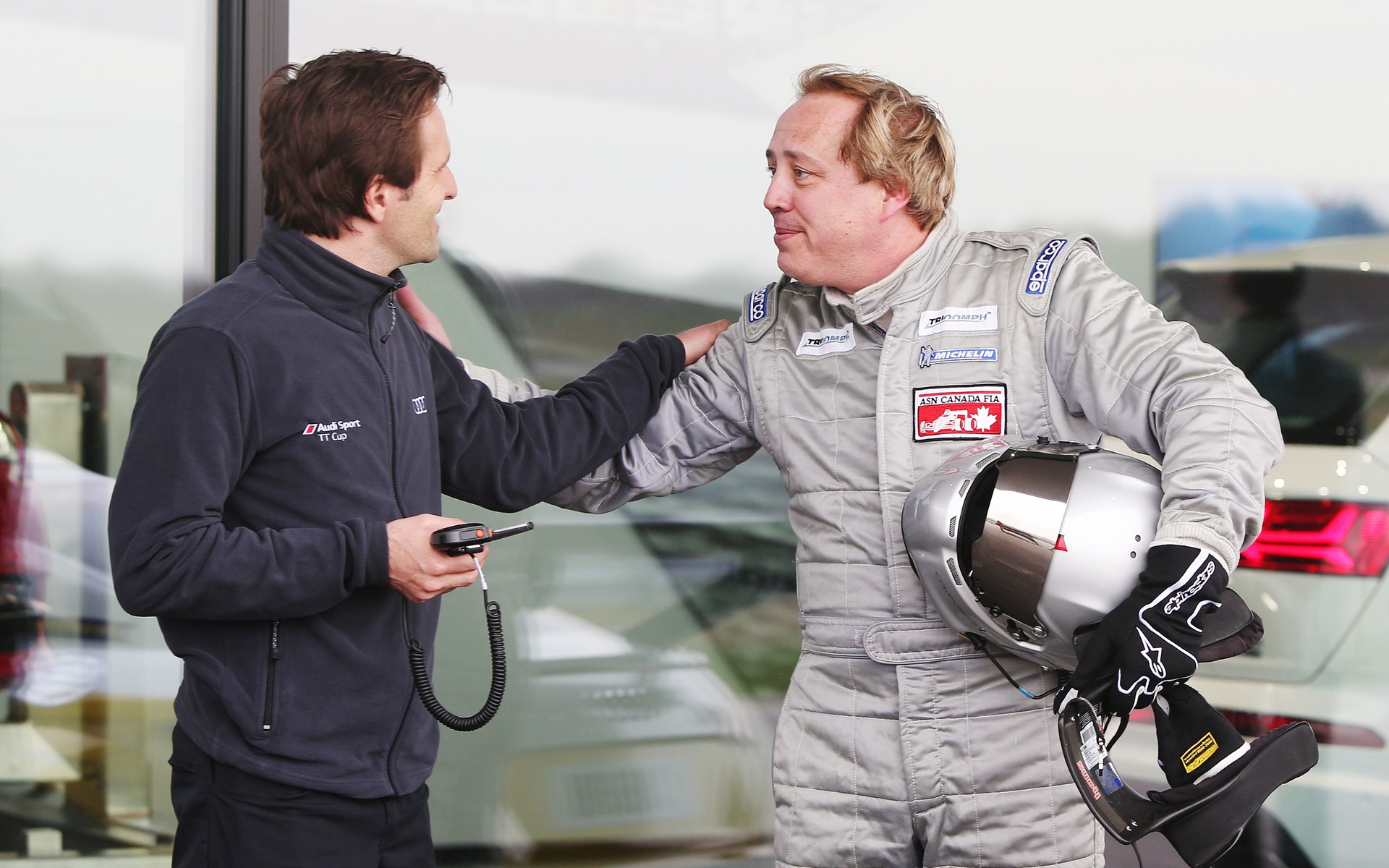 Markus Winkelhock congratulates me after my five laps.