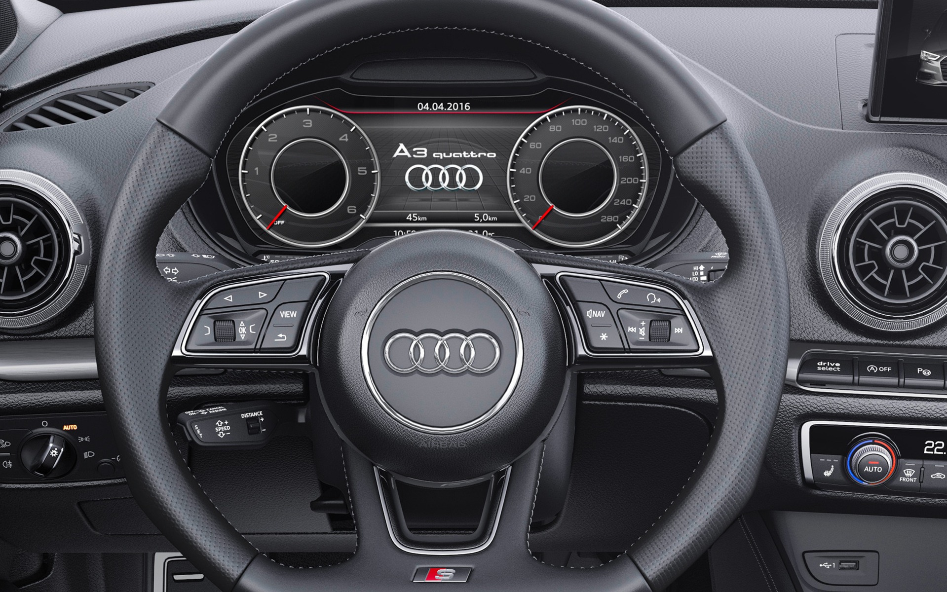One of the Audi virtual cockpit’s numerous screens.