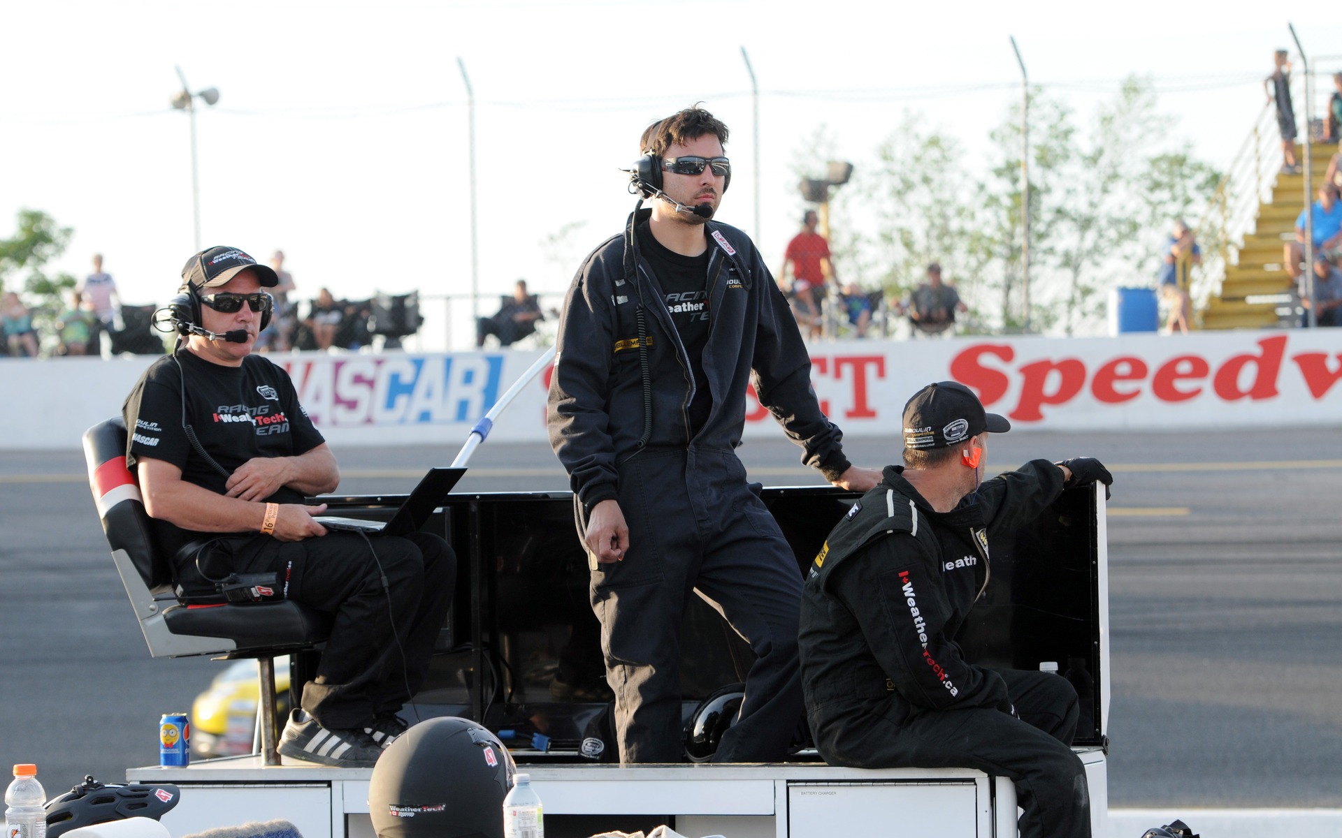 Billy Burns 47 crew chief, Robin McCluskey, Marc Brochu - Sunset Speedway 