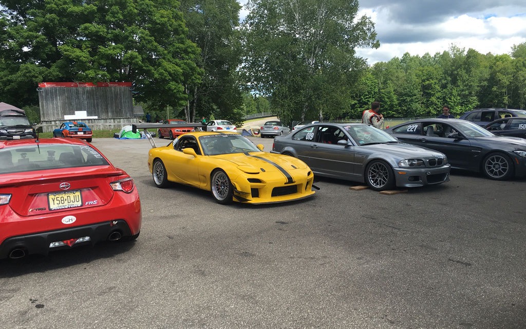 Cars parked in the Circuit Mont Tremblant paddock area - July 29, 2016