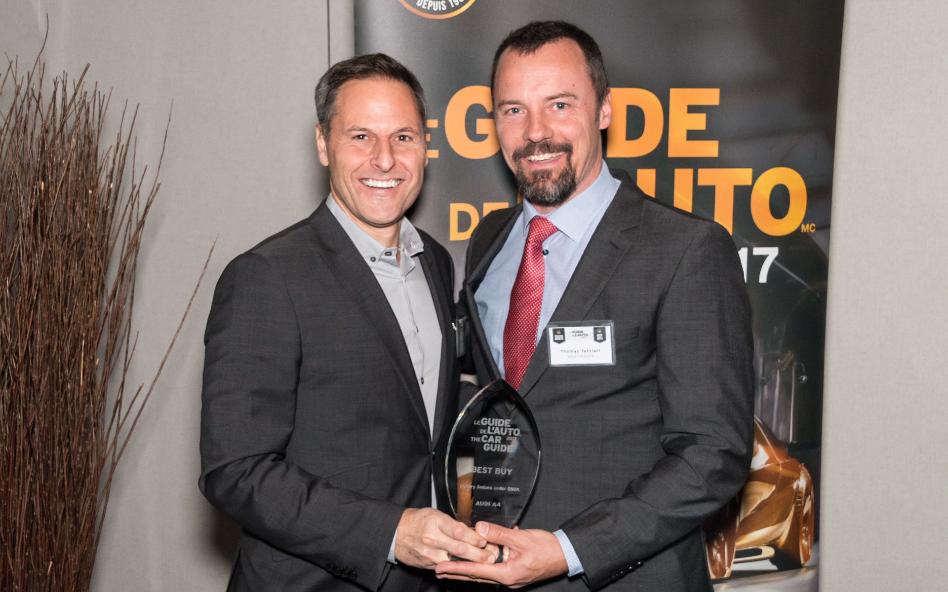 <p>Jean Lemieux with Thomas Tetzlaff of Volkswagen Canada.</p>