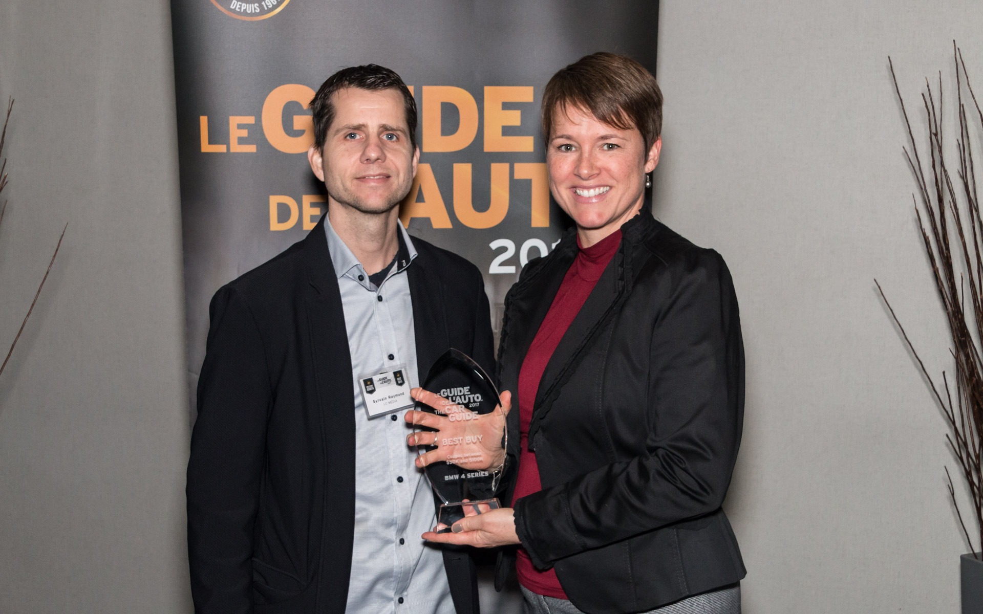 <p>Sylvain Raymond with Barb Pitblado of BMW Group Canada.</p>