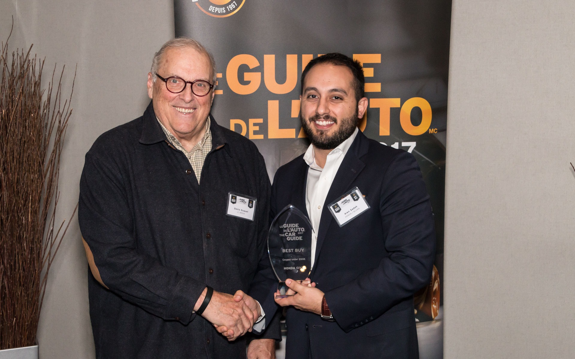 <p>Denis Duquet with Alen Sadeh of Honda Canada Inc.</p>