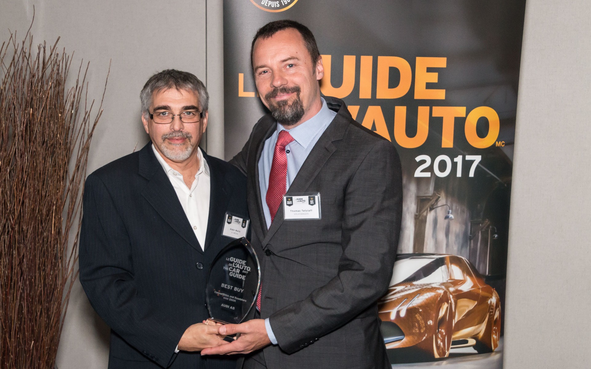 <p>Alain Morin with Thomas Tetzlaff of Volkswagen Canada.</p>