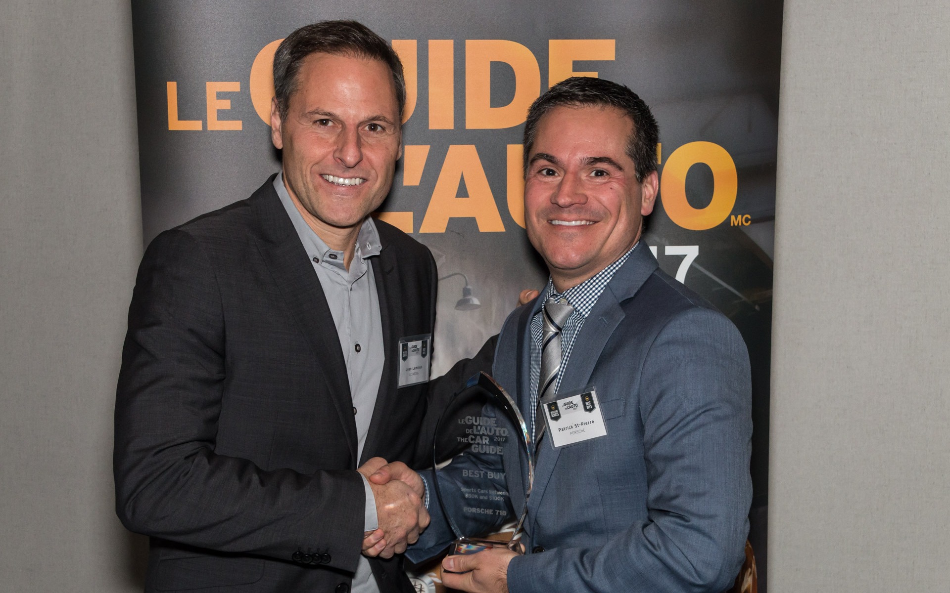 <p>Jean Lemieux with Patrick St-Pierre of Porsche Cars Canada, Ltd.</p>