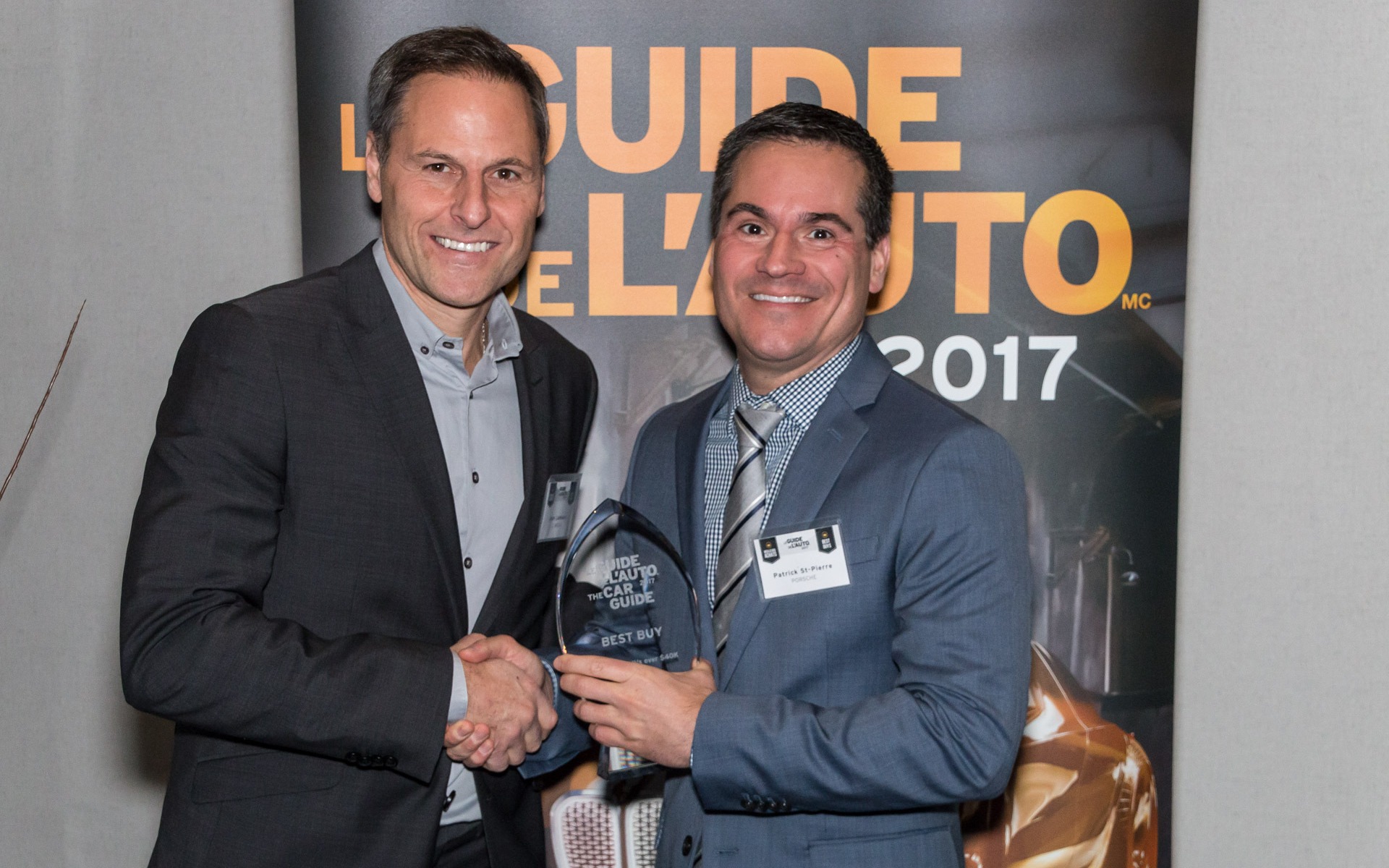 <p>Jean Lemieux with Patrick St-Pierre of Porsche Cars Canada, Ltd.</p>