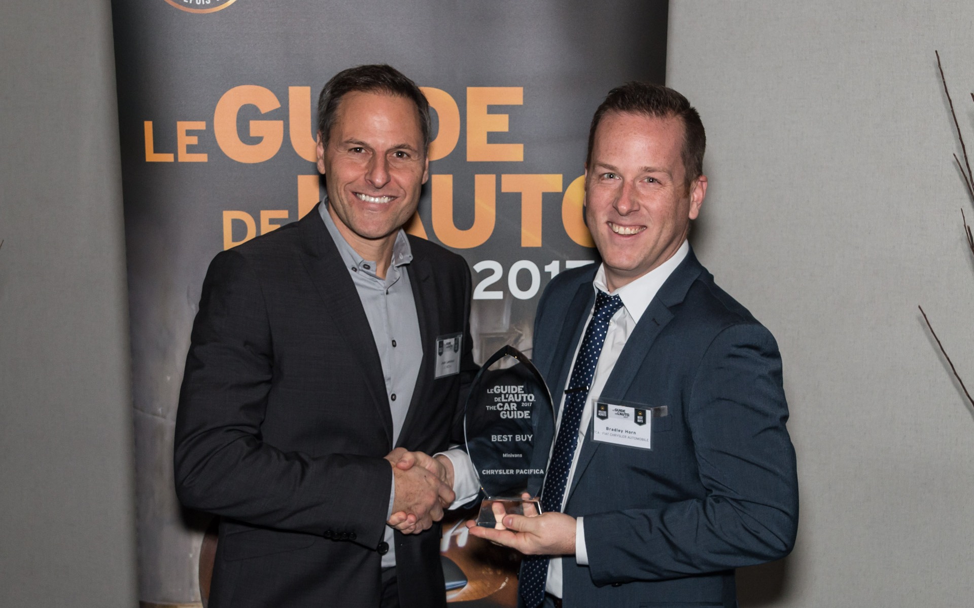 <p>Jean Lemieux with Bradley Horn of FCA Canada.</p>