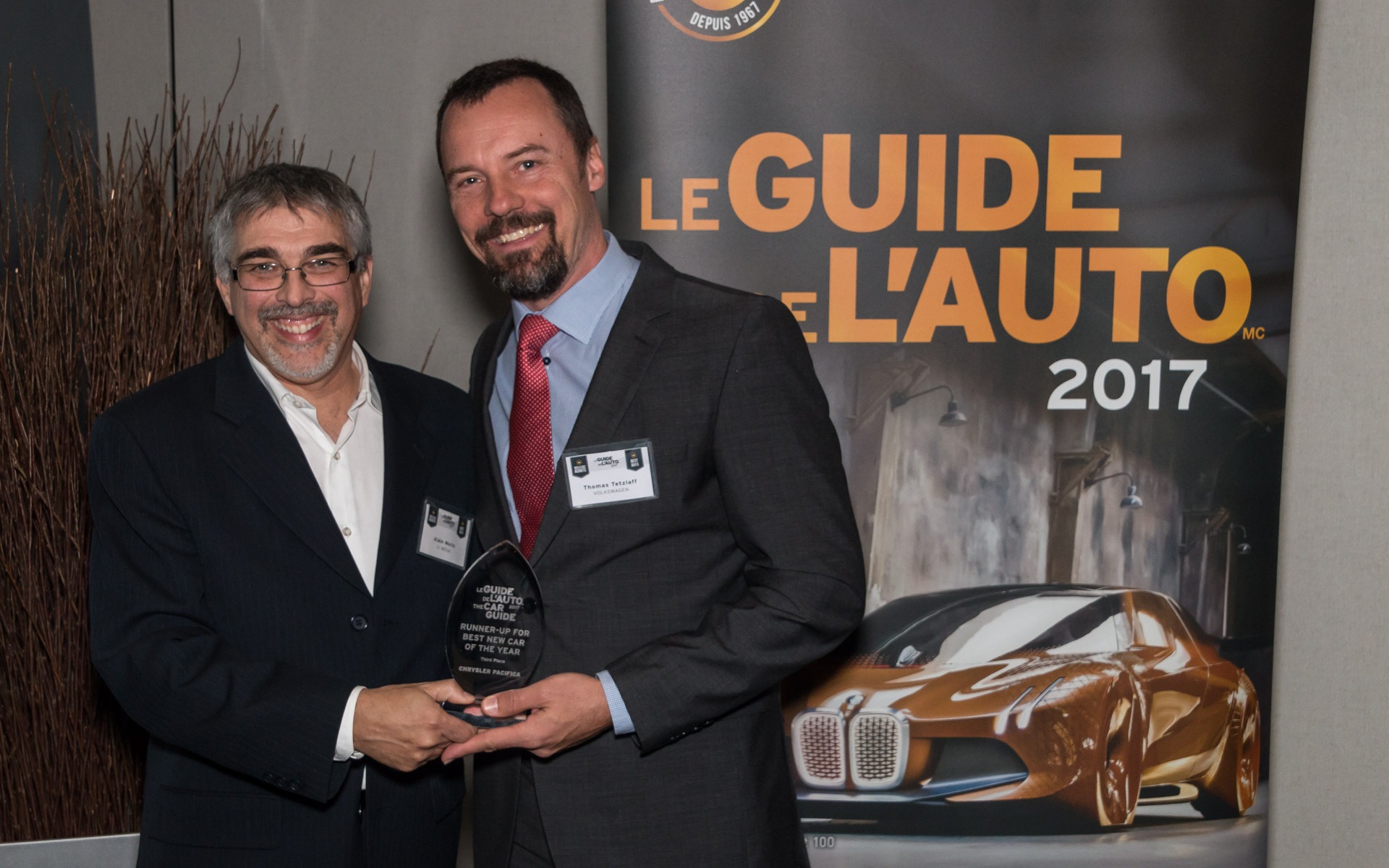 <p>Alain Morin with Thomas Tetzlaff of Volkswagen Canada.</p>