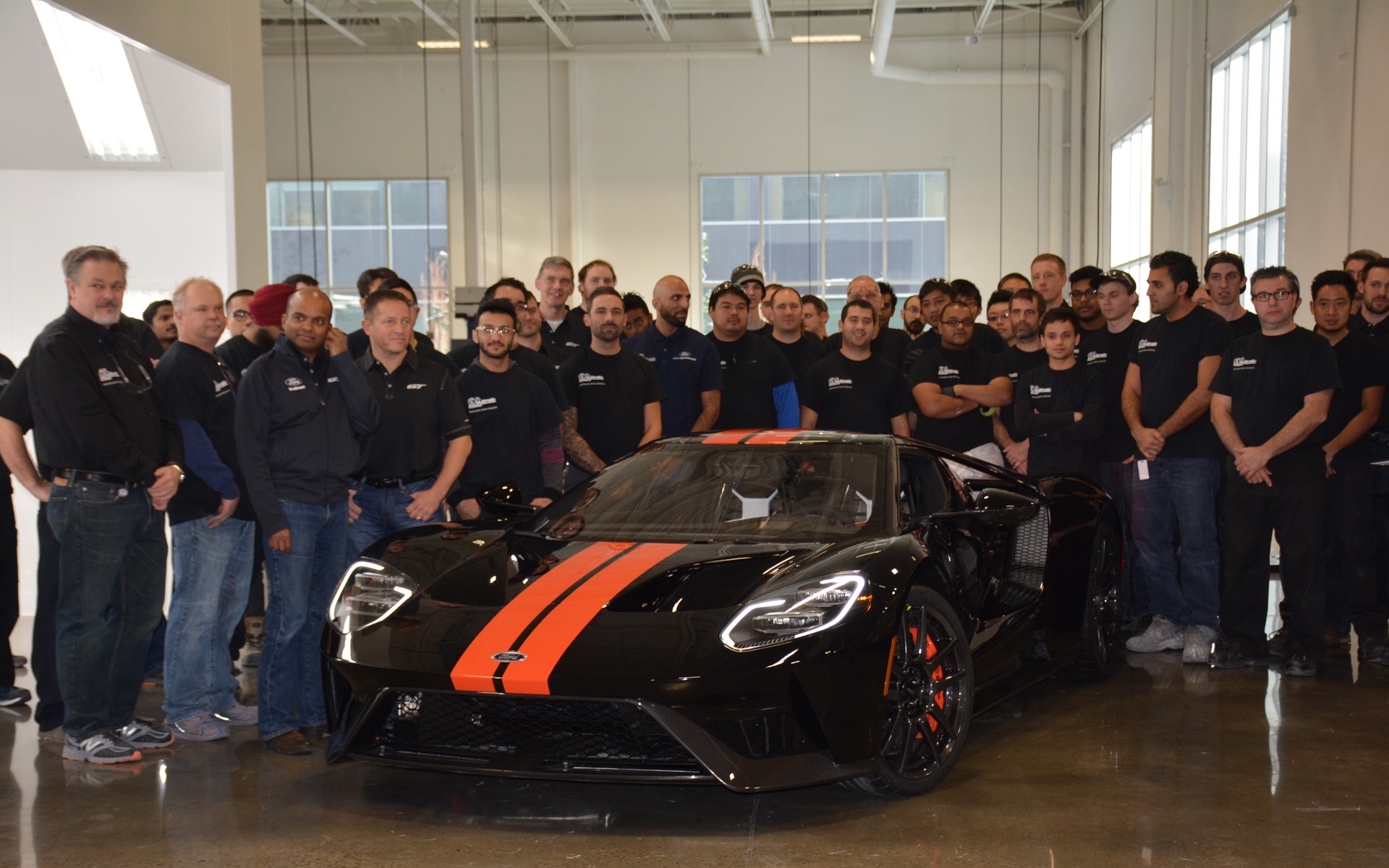 The all-new 2017 Ford GT rolls off the line in Canada.