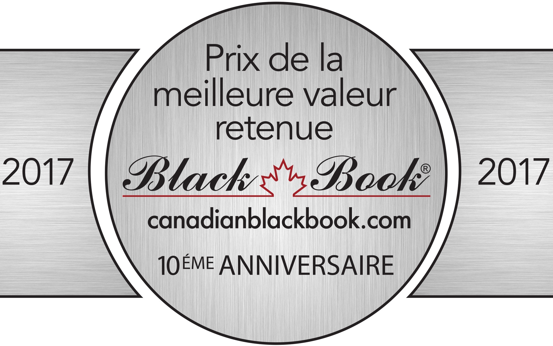 Prix de la Meilleure valeur retenue 2017 du Canadian Black Book.