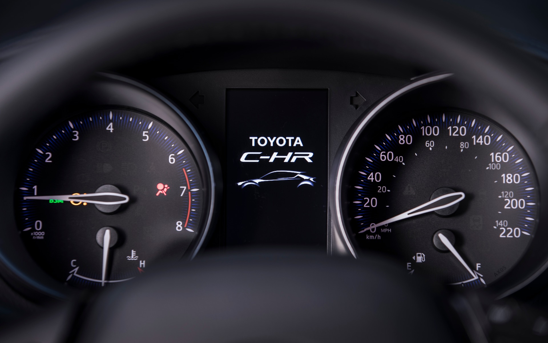 <p>2018 Toyota C-HR - Old school look for the instrument cluster.</p>