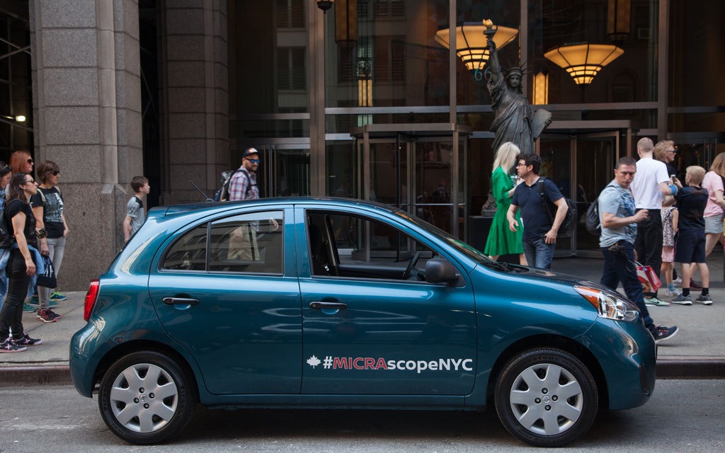 <p>2017 Nissan Micra in Times Square</p>
