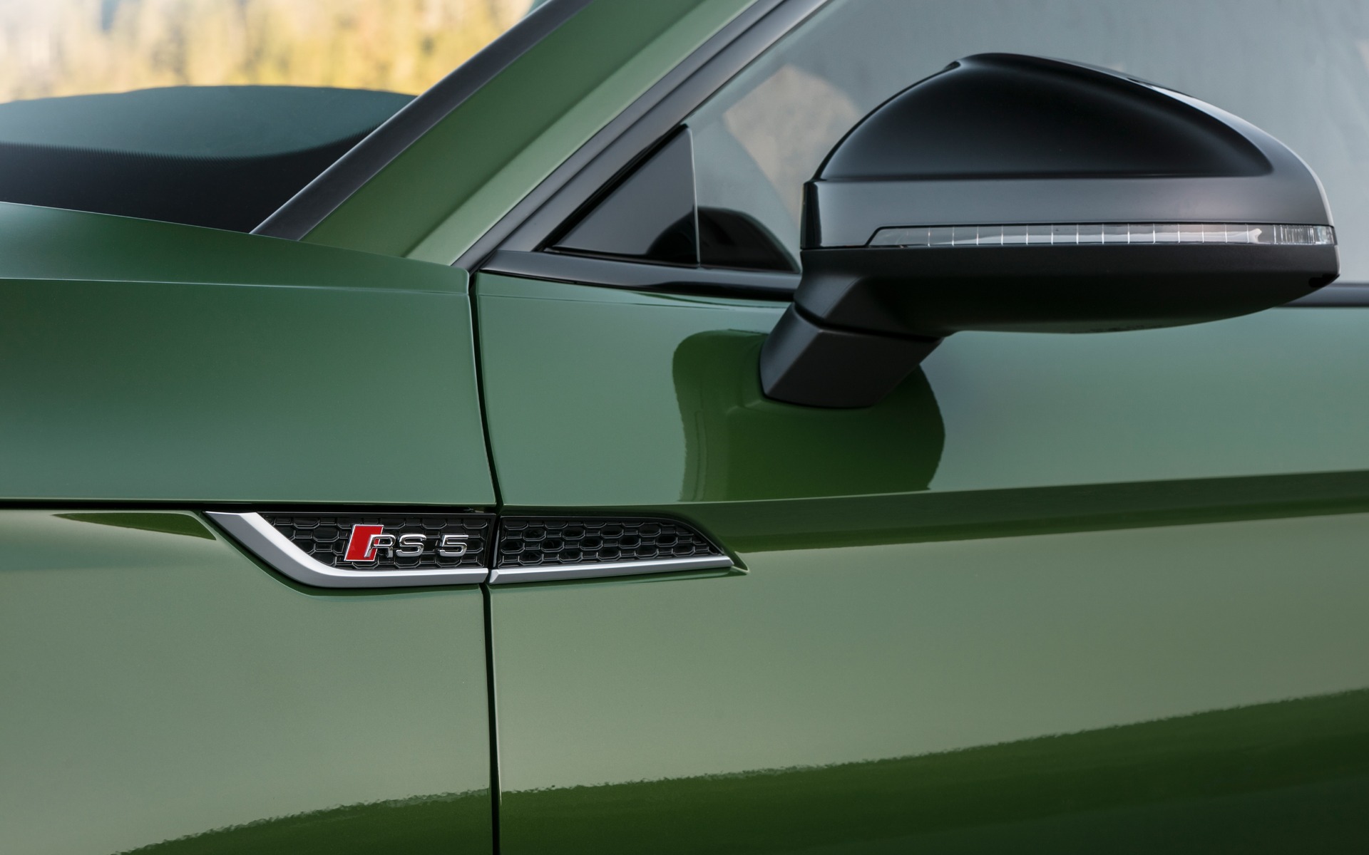 <p>Audi RS 5&nbsp;2018 - R&eacute;troviseurs lat&eacute;raux en noir.</p>