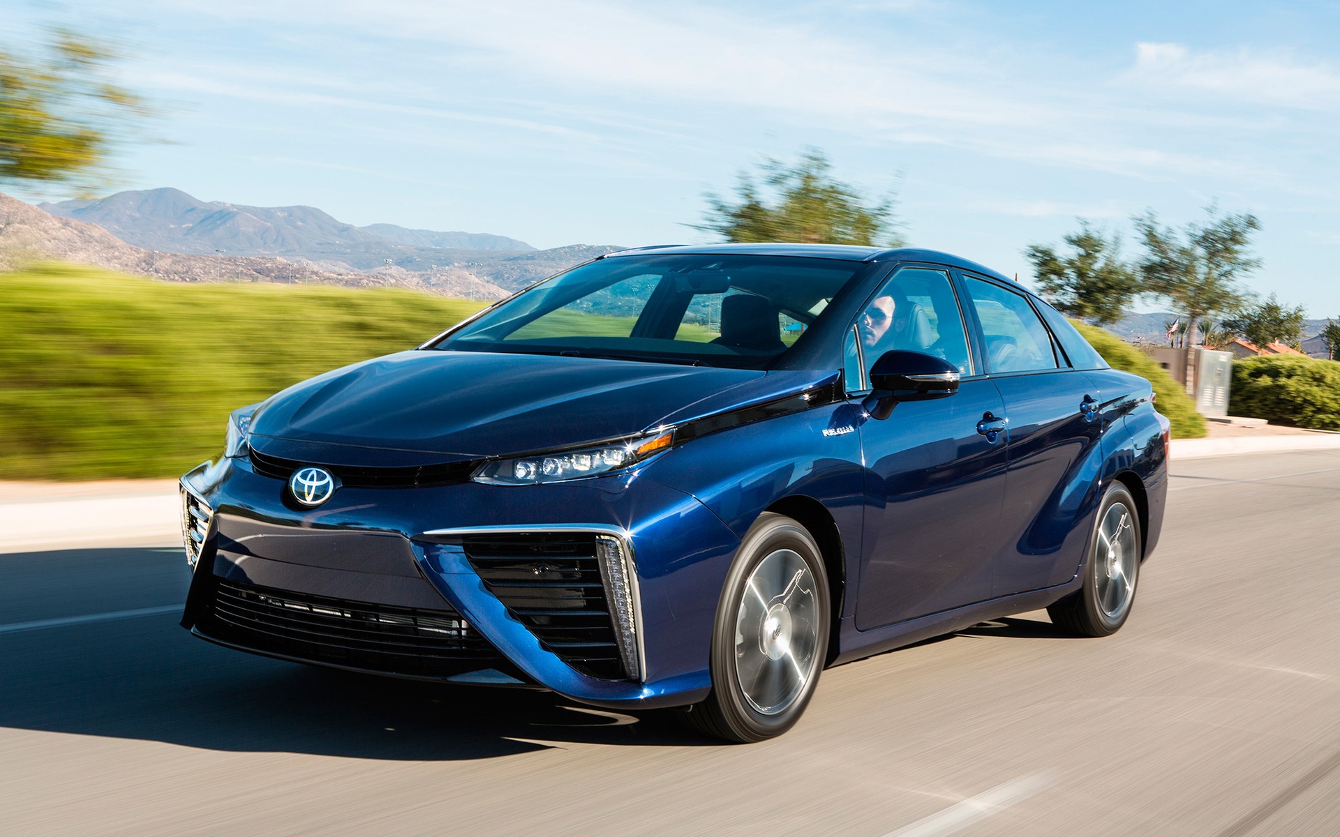 <p>Toyota Mirai, a hydrogen-powered car, is currently on sale.</p>