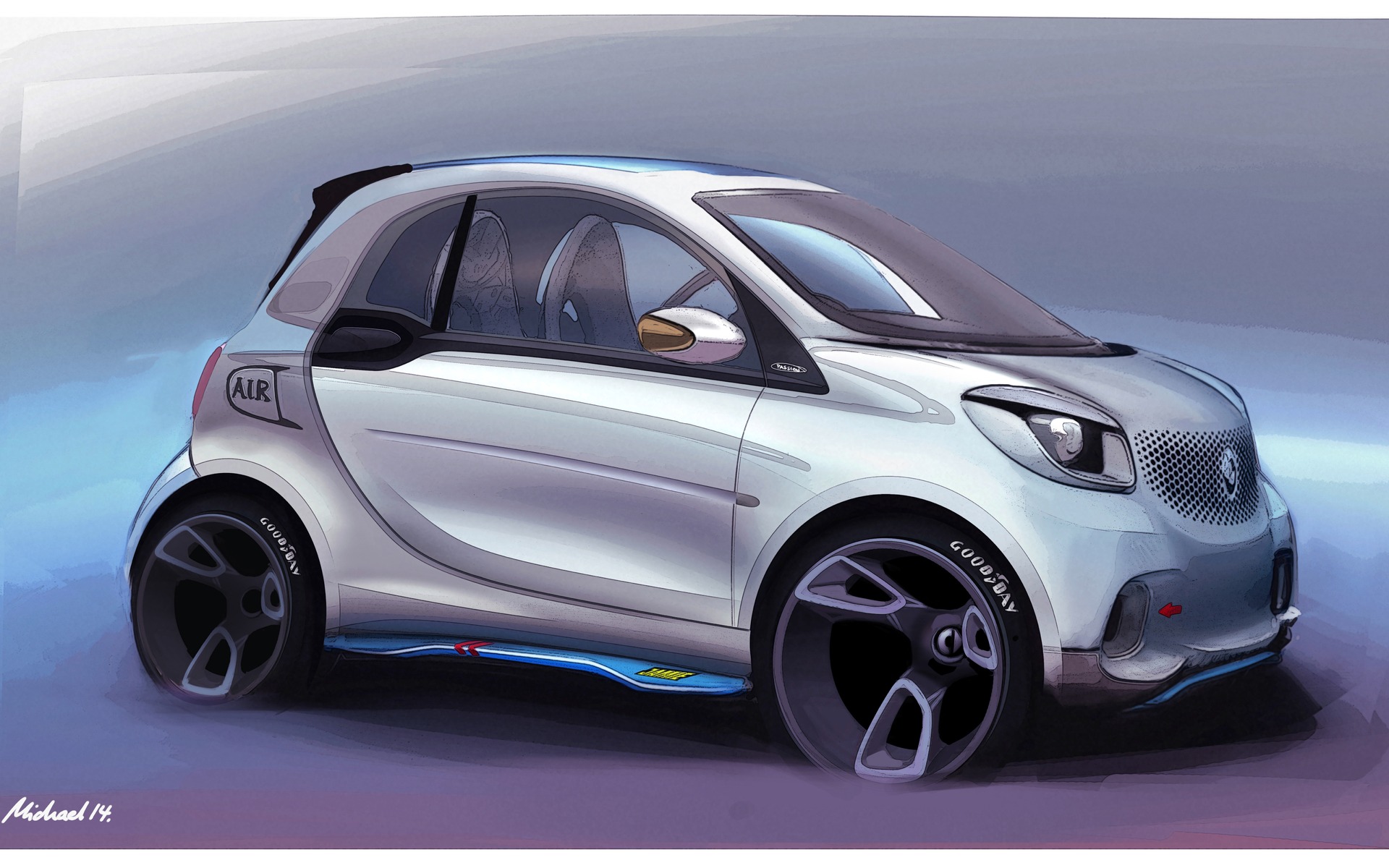 <p>2014 smart fortwo: design sketch of the exterior</p>