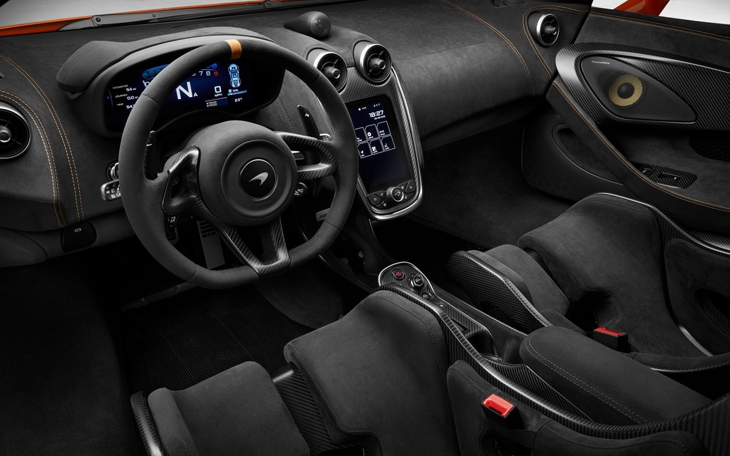 <p>The ultra-sporty cockpit of the new 2019 McLaren 600LT</p>