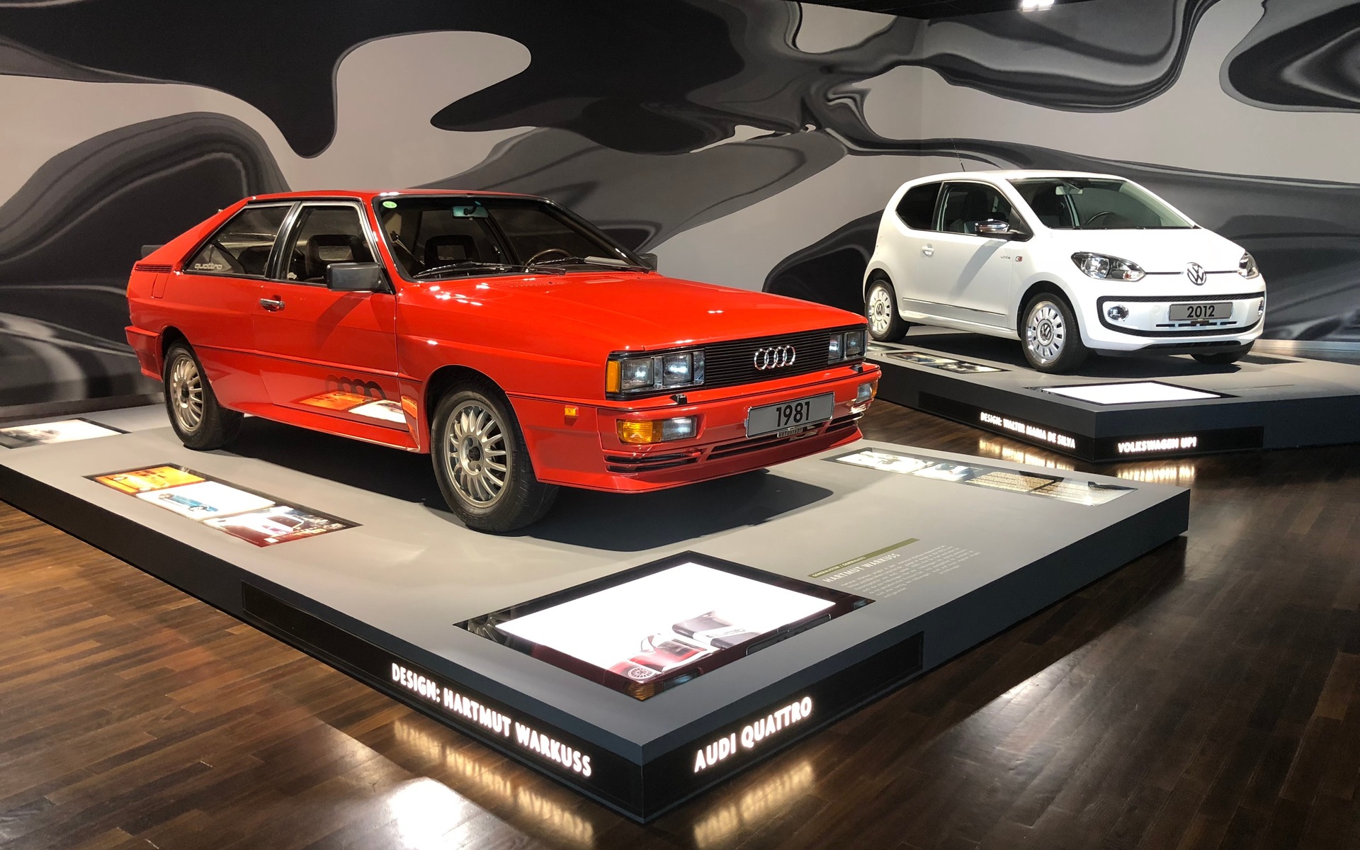 <p>Audi and Volkswagen display at the Autostadt</p>