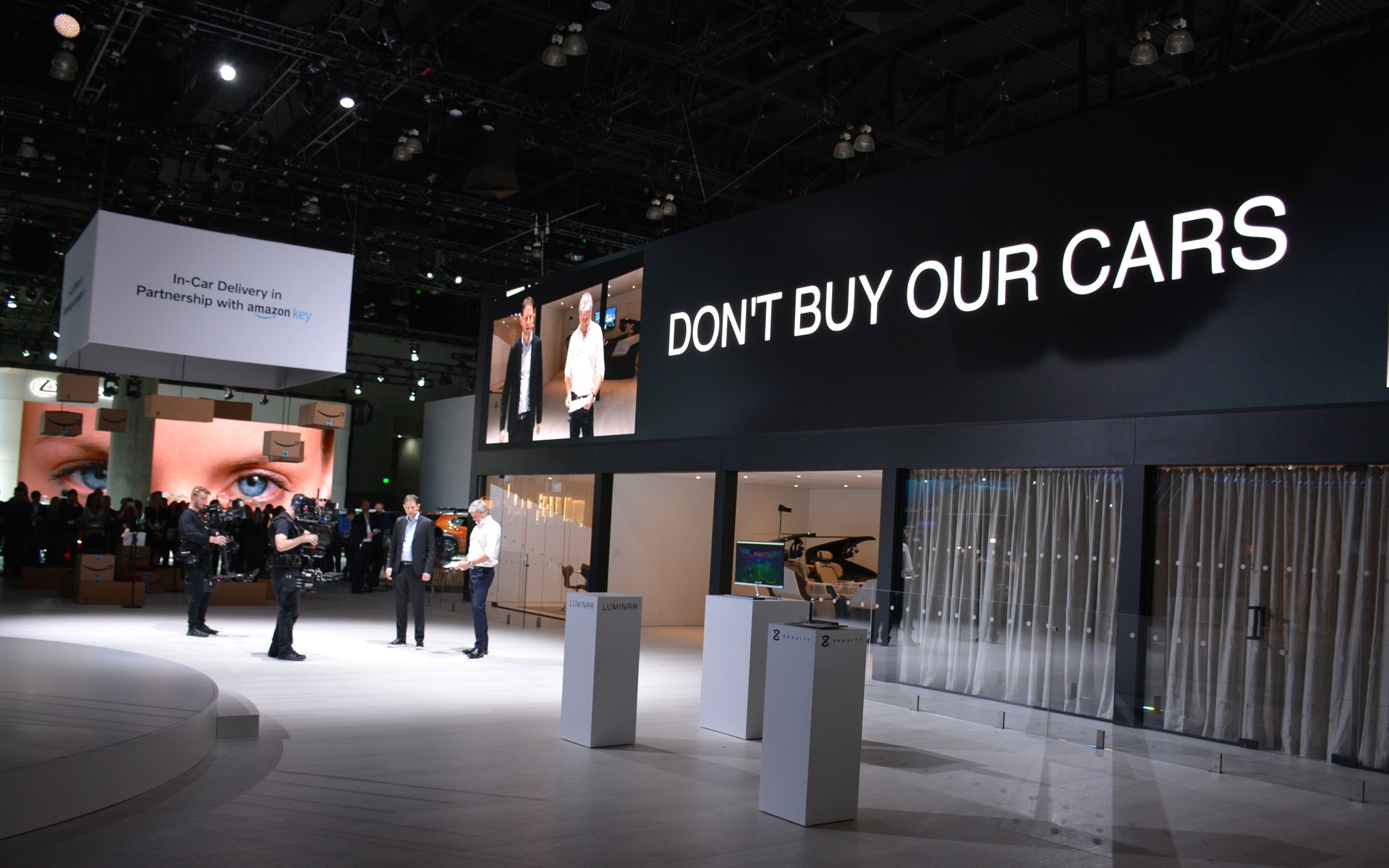 <p>The Volvo booth at the 2018 Los Angeles Auto Show</p>