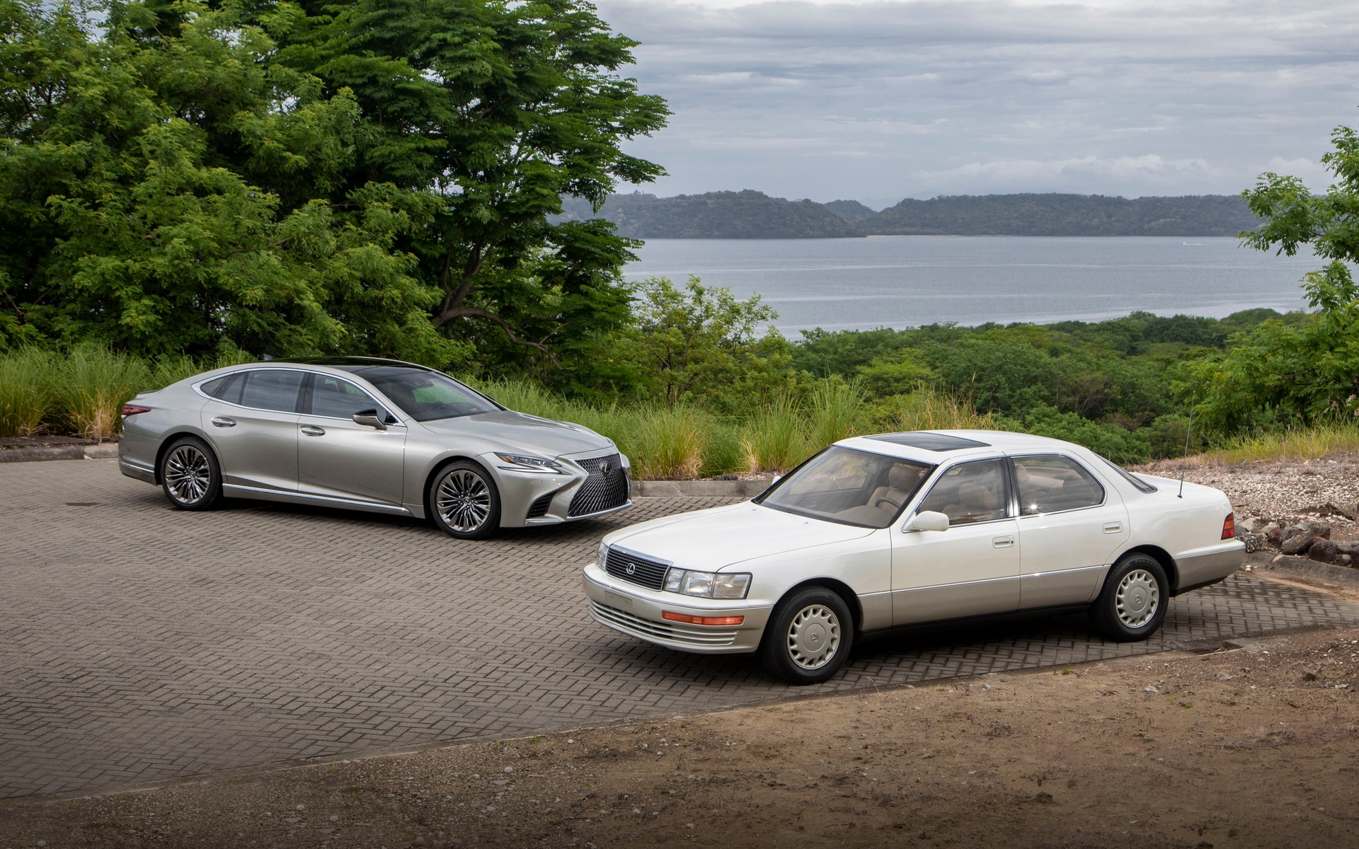<p>2019 Lexus LS 500 and 1990 Lexus LS 400</p>