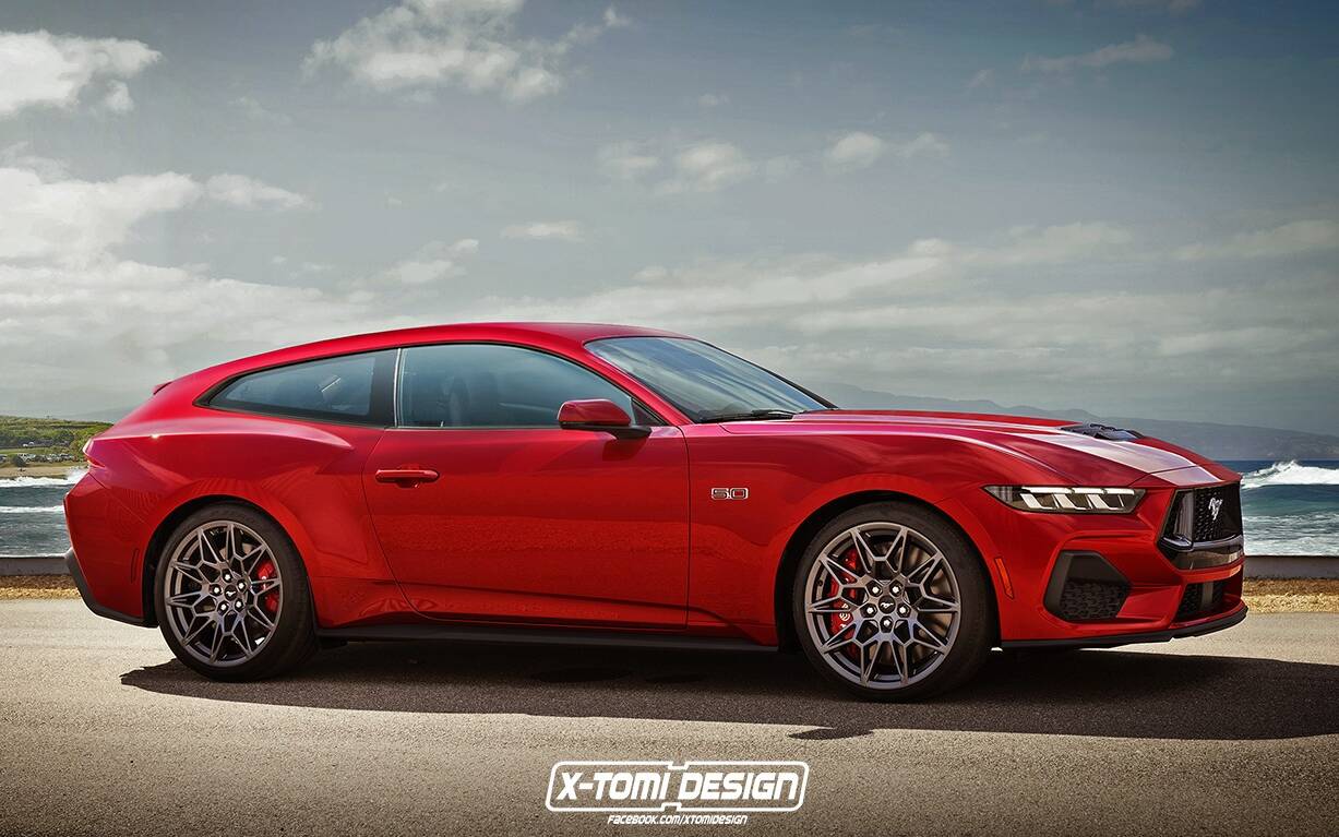 <p>Another hypothetical wagon, this one based...on a Ford Mustang GT?</p>