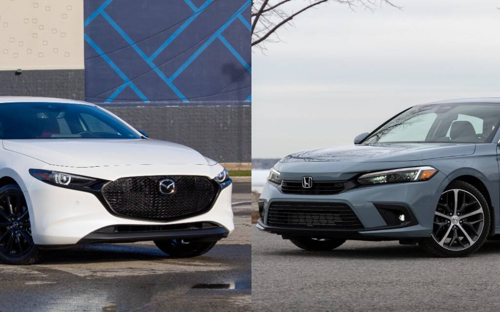 Honda Civic vs Mazda3 2023 : comparons les chiffres 552538-honda-civic-vs-mazda3-2023-comparons-les-chiffres