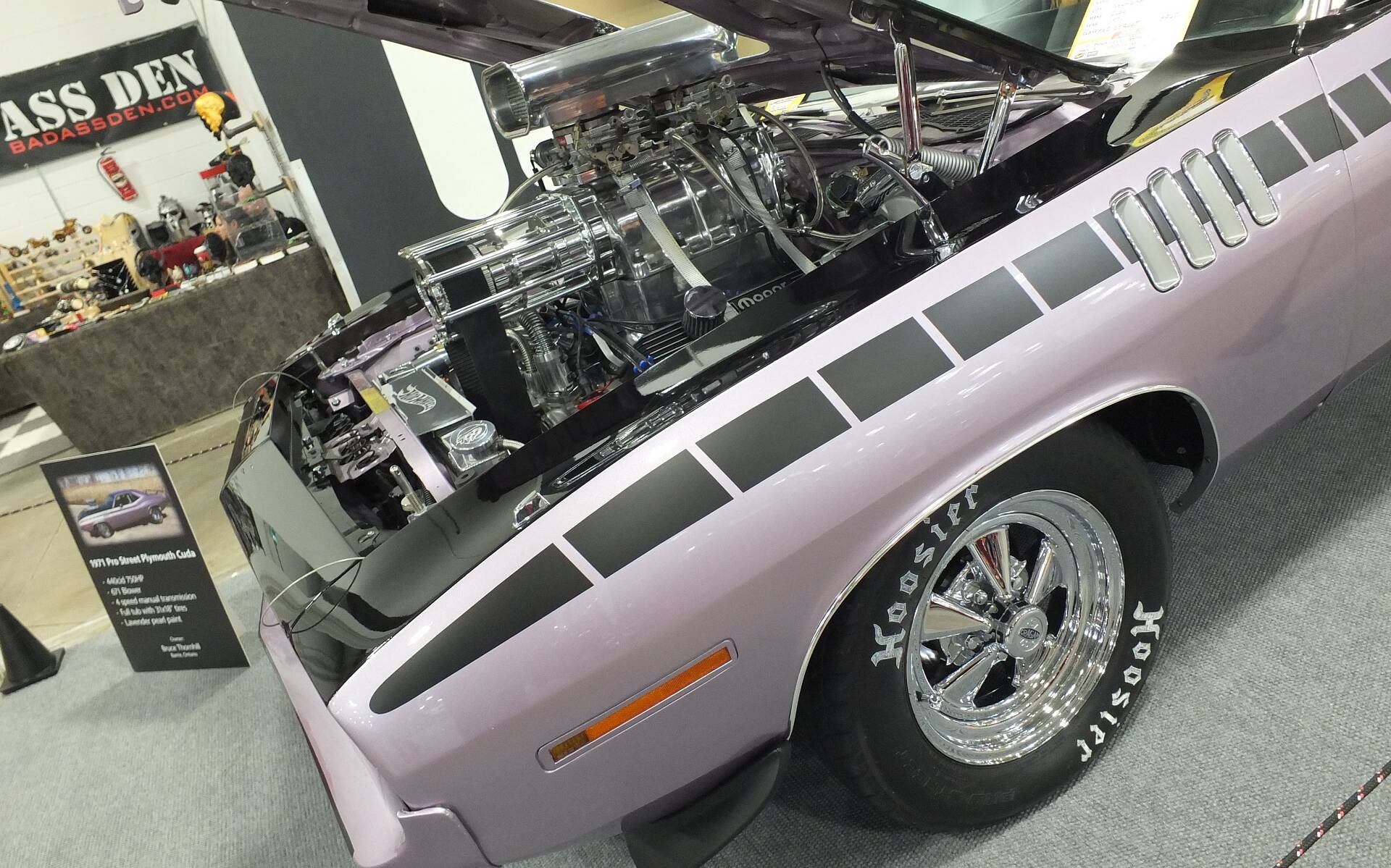 <p>1971 Plymouth Cuda Pro Street w/ supercharged 440 V8 (750 hp)</p>