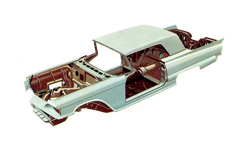 <p>Structure monocoque de la Ford Thunderbird 1958</p>