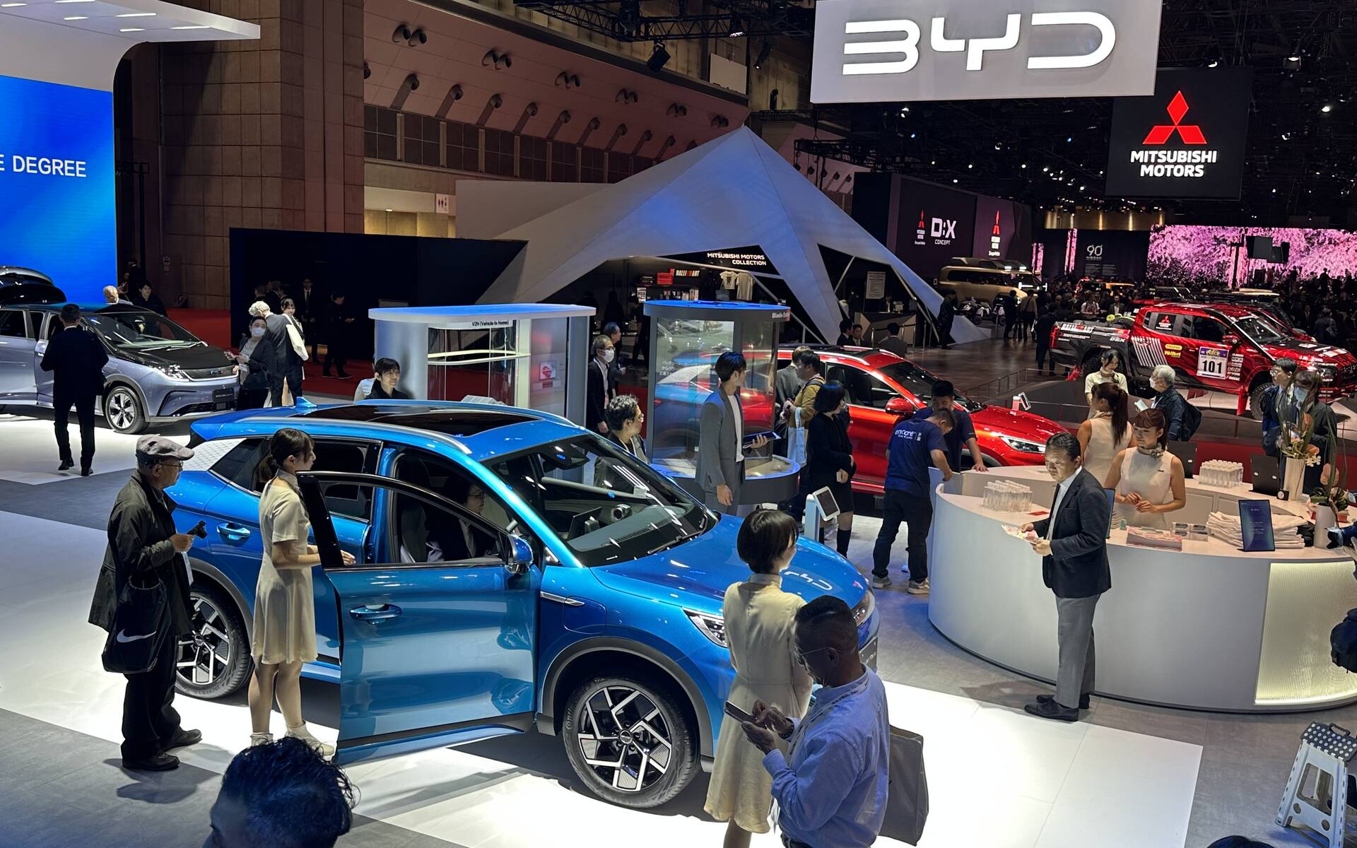 <p>Chinese automaker BYD's stand at Japan Mobility Show</p>