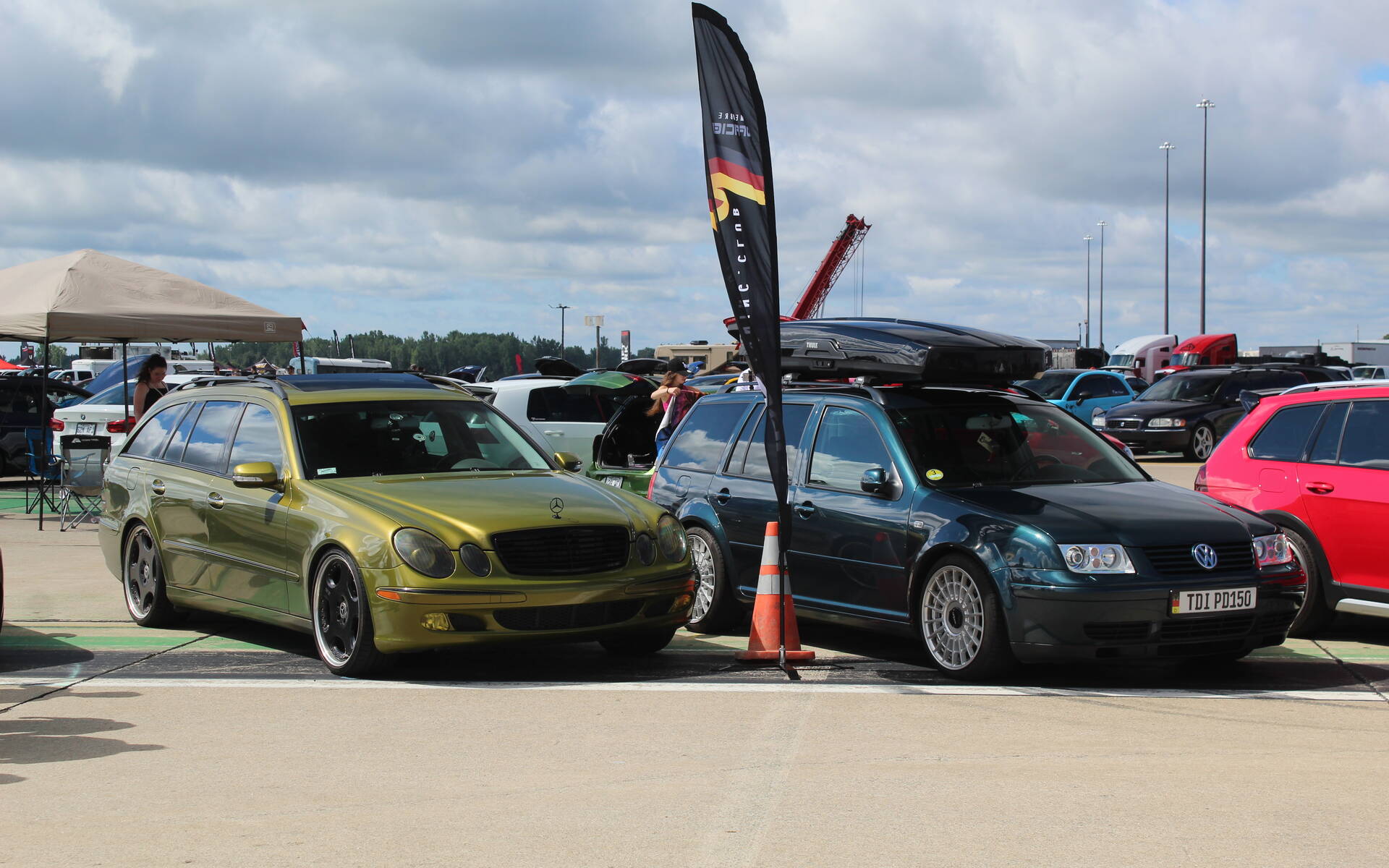 <p>Mercedes-Benz E Class (left) and Volkswagen Jetta</p>