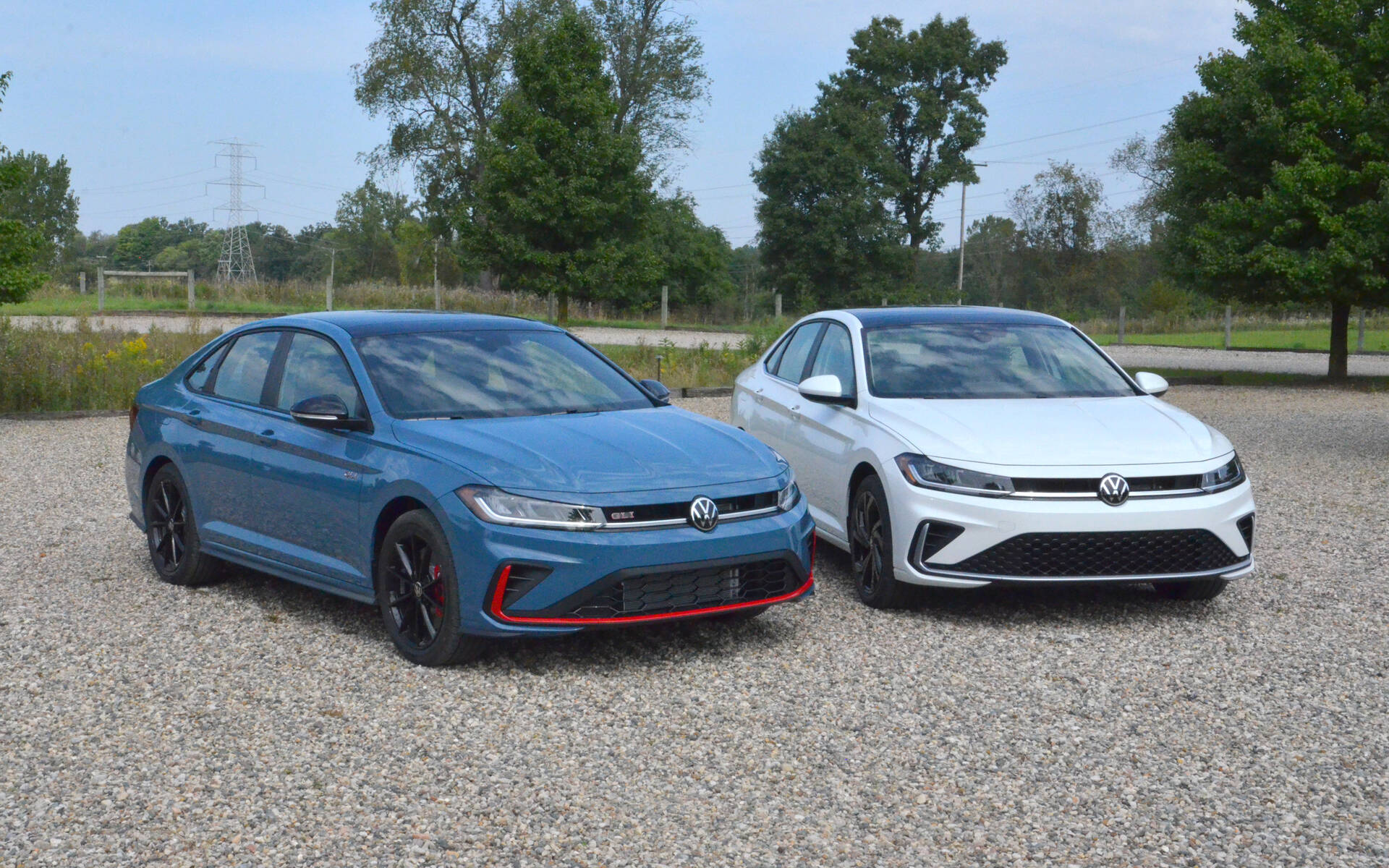 <p>2025 Volkswagen Jetta GLI (left) and 2025 Volkswagen Jetta (right).</p>