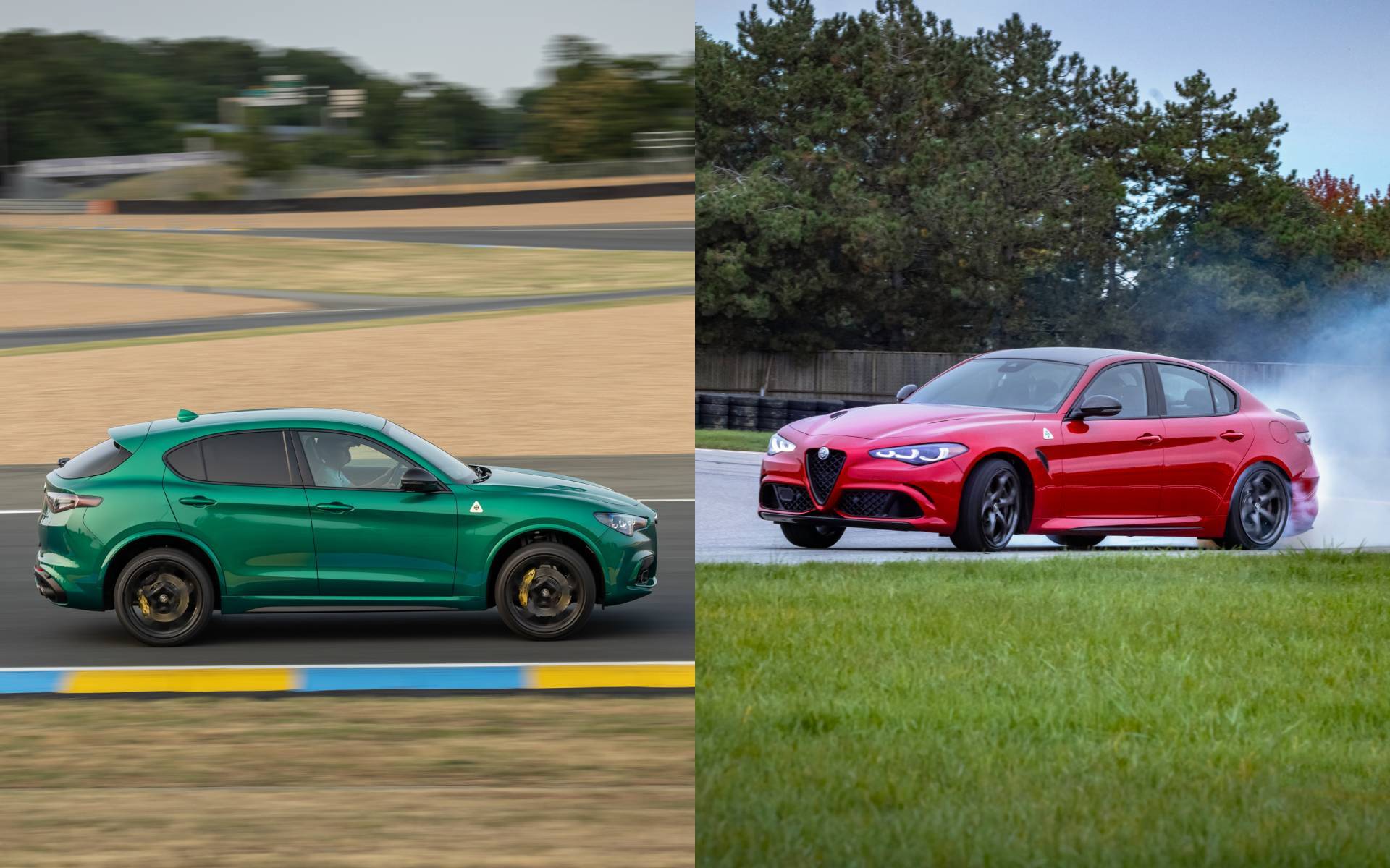 <p>Alfa Romeo Stelvio Quadrifoglio and Giulia Quadrifoglio</p>