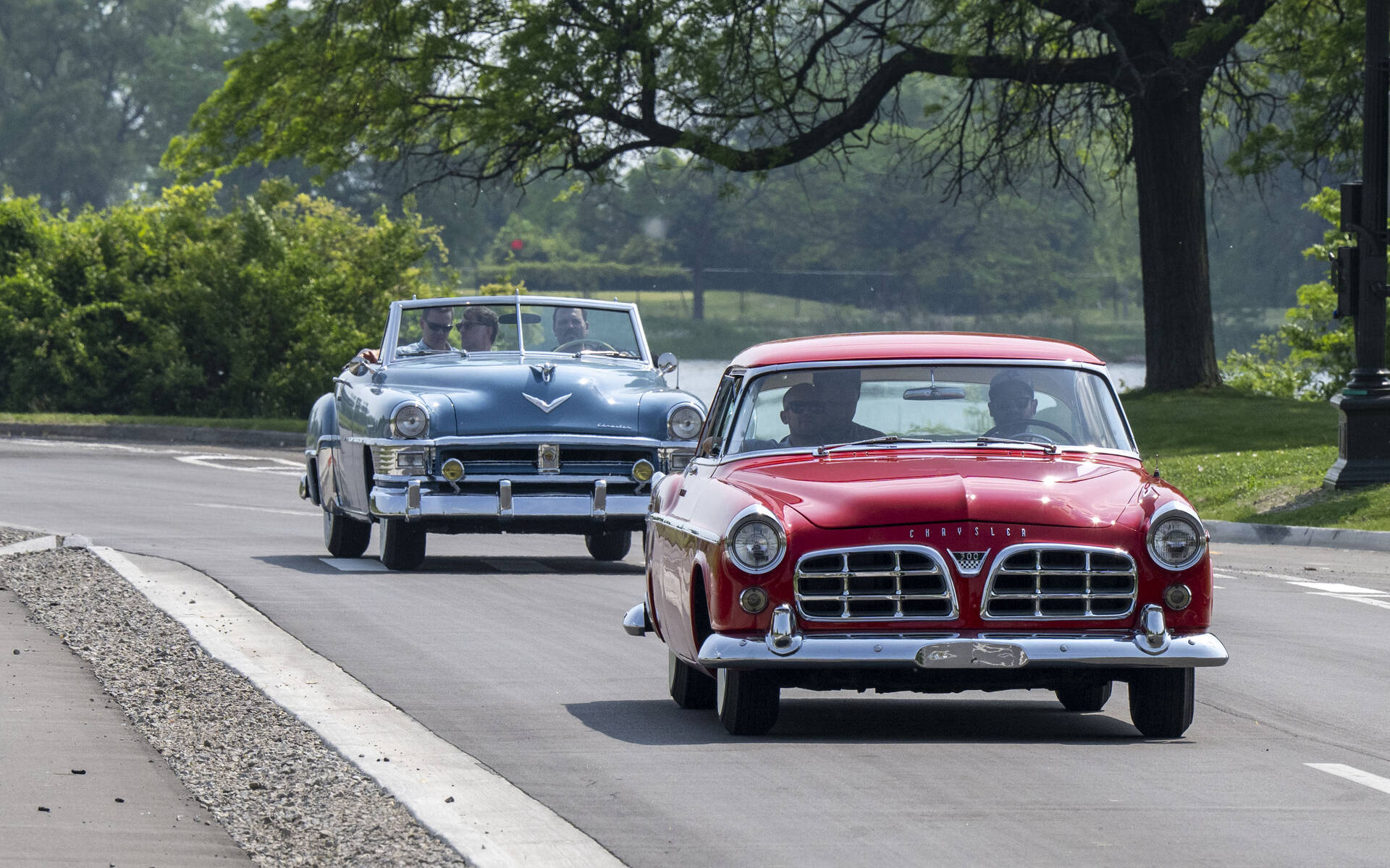 <p>1955 Chrysler 300 and 1951 Chrysler New Yorker Convertible</p>