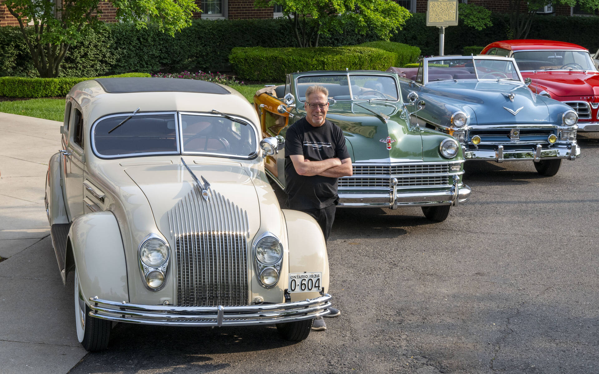 <p>1934 Chrysler Airflow along with brand historian Brandt Rosenbusch </p>